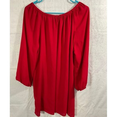 Sami & Jo Blouse Womens XL Red Chain Neck Balloon Sleeve High Low Top