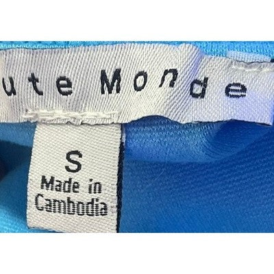 Haute Monde Bodycon Midi Dress Womens Small Blue Square Neck Slit NWT Summer