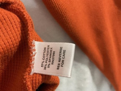 Cato Shirt Womens Small Orange Ribbed Knit Long Sleeve Crew Neck Top Stretch