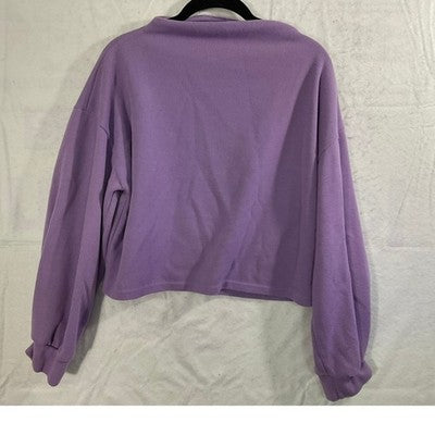 Shein Sweatshirt Women Large Purple Cropped Mock Neck Relaxed Streetwear