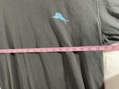 Tommy Bahama Shirt Mens Large Gray Relax Now Relax Later Graphic Tee Beach Print