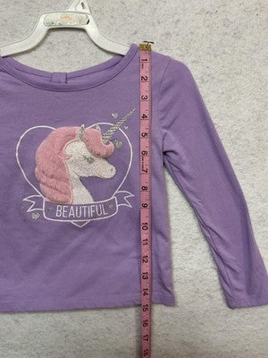 The Children's Place Shirt Girls 4 Purple Beautiful Unicorn Graphic Long Sleeve