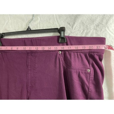Venezia Pull On Pants Womens 24 Purple Stretch Tapered Lane Bryant Trousers