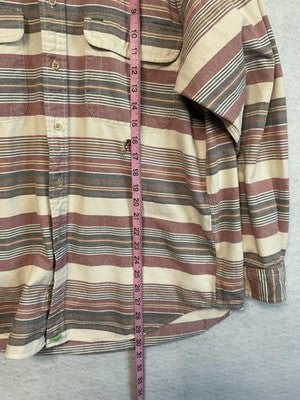 VTG Tommy Hilfiger Shirt Mens Medium Beige Striped Long Sleeve Button Up Casual