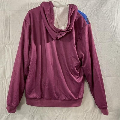 Hoodie Jacket Womens XL Pink Geometric Full Zip Sherpa Lined Fleece Hooded Cozy