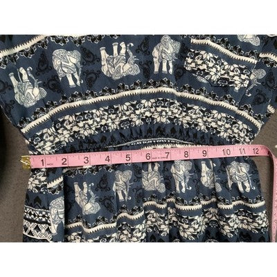 Rue 21 Dress Medium Elephant Print Roll Tab Sleeves Elastic Waist Safari