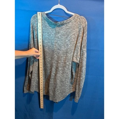 Signature Studio Women's Sweater XL - Grey/White, Front Tie, Button Closure