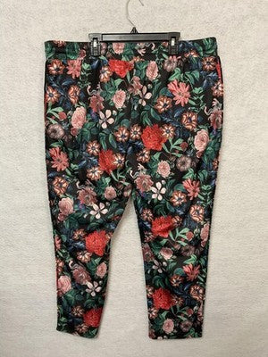 Project Runway Pants Womens XL Multicolor Floral Track Side Stripe Jogger Casual