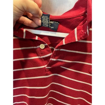 American Eagle Outfitters Men's XL Polo Shirt, Maroon with Grey/White Stripes