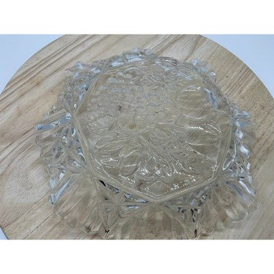 Vintage Federal Cut Glass Pioneer Fruit Dish Bowl 10" Clear Octagon Serving