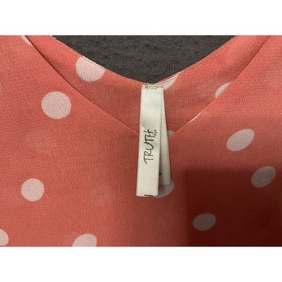 Truth Tank Top Womens Small Pink White Polka Dot Layered Ruffle Blouse Festival