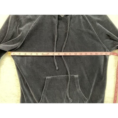 Ambiance Hoodie Womens Navy Blue Pullover Velour Long Sleeve Kangaroo Pocket
