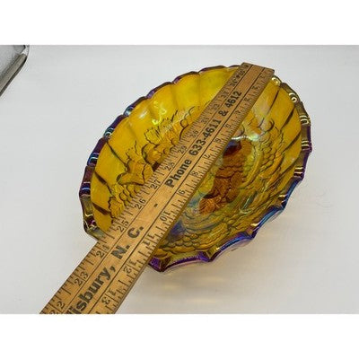 Indiana Glass Harvest Grape Bowl Unisex Large Marigold Iridescent Carnival Glass