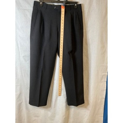 Dino DiVinci Men's Black Dress Pants 35W 28L, Pleated, Zip Fly, Hand Tailored