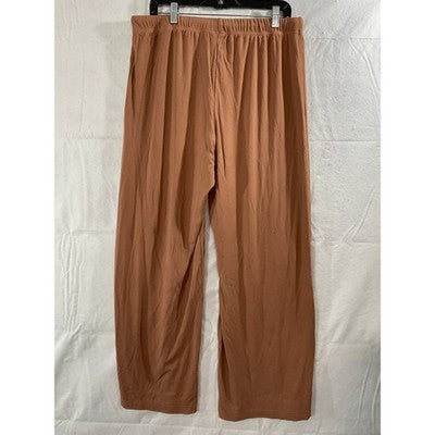 MANBEIYA Wide Leg Pants Womens XL Terracotta Brown Excellent Ribbed Drawstring