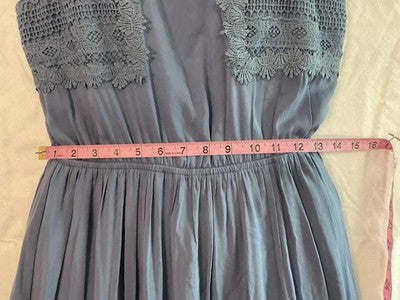 Altar'd State Dress Womens Medium Blue Crochet Halter Maxi Boho Sundress Wedding