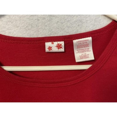 Naughty But Nice Shirt Womens Large Red Long Sleeve Christmas Graphic Funny