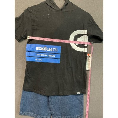 Ecko Unltd Kids Jean Shorts & Tee Size 12M Blue Denim Casual Summer Boys NWT