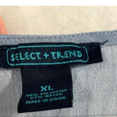 Select + Trend Ruffle Front Top Women XL Blue Chambray Flutter Sleeve Blouse