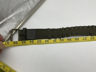 Olive Green Canvas Grommet Ring Belt Adjustable Webbing Metal Buckle Unisex