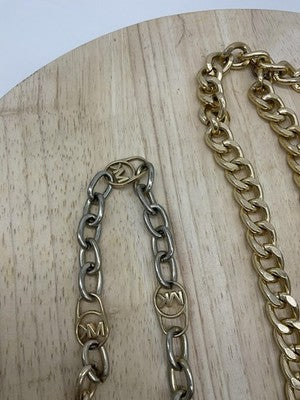 Lot 2 Womens Gold Tone Necklace Bracelet Lion MK Logo Rhinestone Mixed Brands