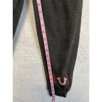 True Religion Pants Unisex Kids Small Gray Logo Ankle Joggers Sweatpants Fleece