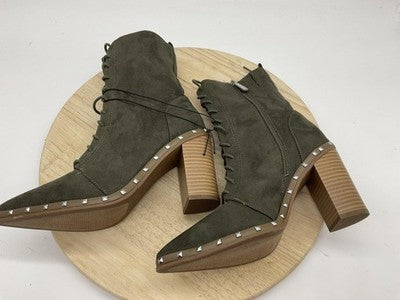 Charles By Charles David Boots Womens Size 7.5 Green Duffy Lace Up Studded Ankle