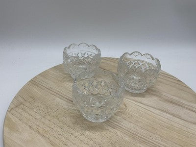 Shannon Crystal Designs Of Ireland Set 3 Small Cut Glass Bowls Diamond Dessert