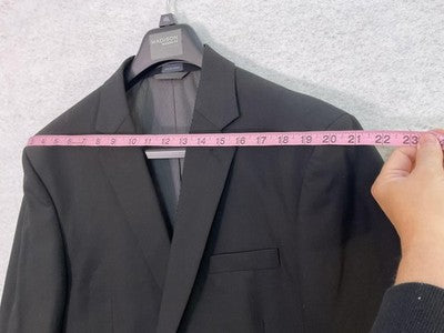 Madison Suit Men 48 Black Polyester Viscose Stretch 2 Piece Pant 41x32