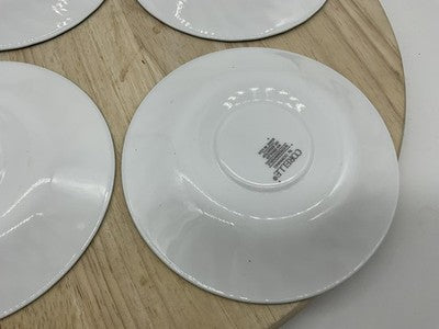 Corelle White Glass Saucers Set Of 4 Green Rim Round USA Kitchen Tableware