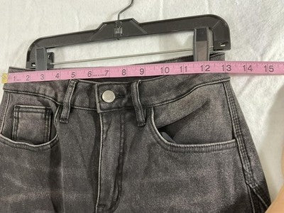 Hello Jeans Womens XS Charcoal Wide Leg High Rise Fleece Lined Thermal Denim