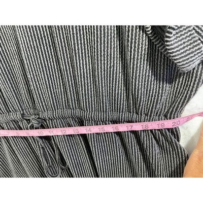 Maurices 24/7 Knit Dress Womens 2X Black Grey Striped Drawstring Waist Pockets