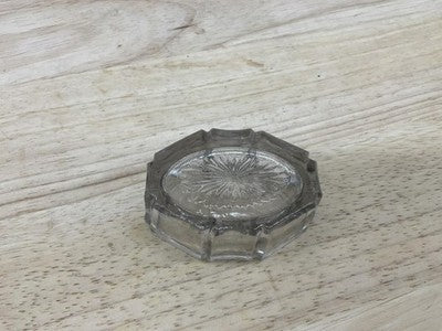 Clear Glass Dipping Bowl Small Geometric Faceted Starburst Base Vintage Retro