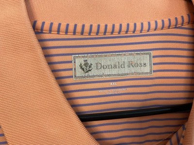 Donald Ross Polo Shirt Mens 2XL Orange Striped Golf Performance Short Sleeve