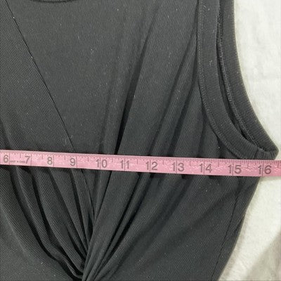 Olivia Grey Dress Womens Large Black Sleeveless Twist Front Sheath Knee Length