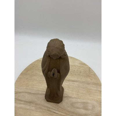 Vintage Nickron Virgin Mary Madonna Statue Brown Ceramic Prayer Figurine Japan