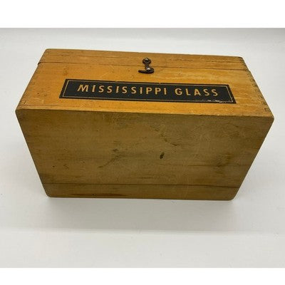 Mississippi Glass Wooden Storage Box 8"x5"4" Tan Industrial Vintage Crate