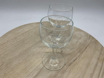 Clear Glass Wine Goblets Set Of 2 Small Round Stemware Drinking Glasses Kitchen