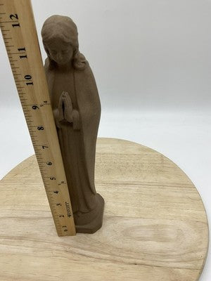 Vintage Nickron Virgin Mary Madonna Statue Brown Ceramic Prayer Figurine Japan