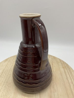 Vintage Marcrest Brown Stoneware Jug Pitcher Floral Oven Proof USA Kitchen