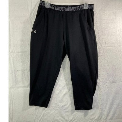 Under Armour Capri Pants UNISEX MED Black Elastic Waist Pockets Athletic Pant