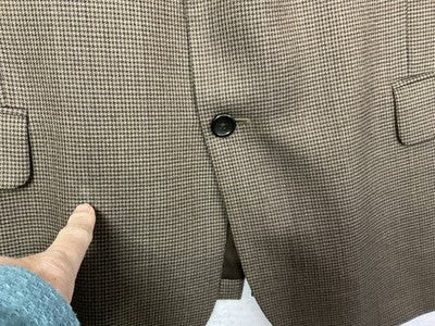 Joseph & Feiss Gold Suit Jacket Men 50 Brown Wool Check Polyester Lined