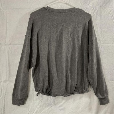 Fabletics Sweatshirt Womens Large Gray Drawstring Hem Pullover Crewneck Top