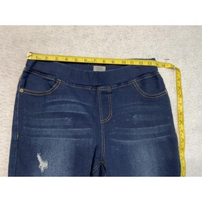 JVINI Jeans Womens Medium Blue Distressed Skinny Jeggings Pull On Stretch Denim