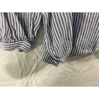 Old Navy Blouse Womens Large Blue White Striped Square Neck Long Sleeve Top
