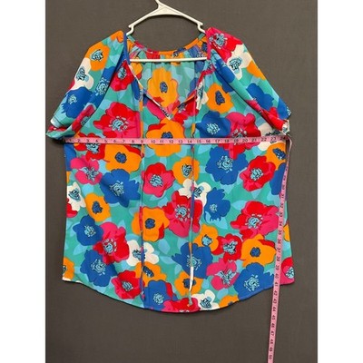 Women’s 2X Bright Floral Blouse Pullover Top Boho Lightweight