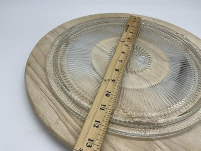 Vintage Clear Pressed Glass Round Cake Plate Replacement Striped Contemporary