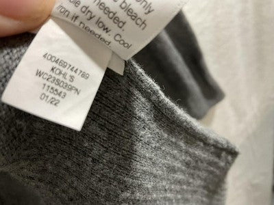 Croft & Barrow Cardigan Womens 1X Gray Open Front Knit Long Sleeve Pockets