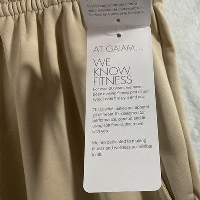 Gaiam Zen Flex Jogger Pants Womens Small Beige Elastic Waist Soft Yoga Pockets