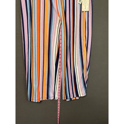 French Laundry Women’s M Colorful Striped Pants Liquid Knit Pull On NWT